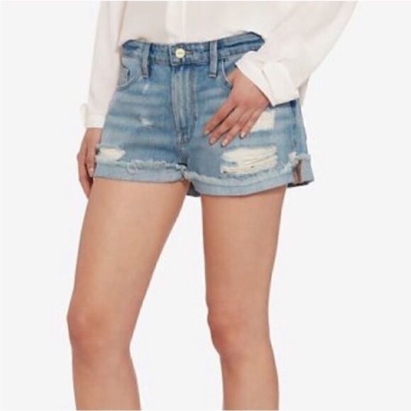 FRAME Le Grande Garçon Distressed Denim Jean Shorts Size 26 - Picture 1 of 9